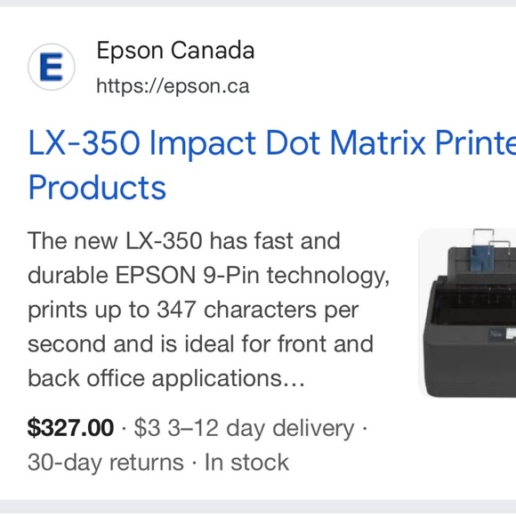 Epson LX-350 Dot Matrix Printer - Gray and Blue - Picture 5 of 5